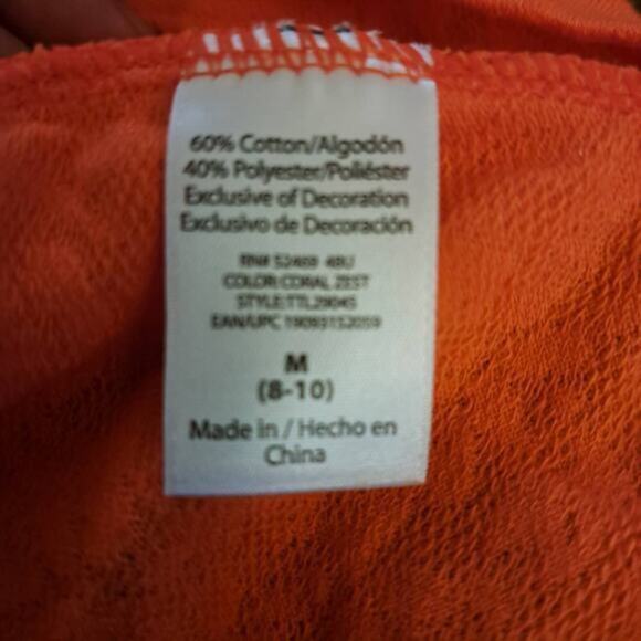 Time and Tru Womens Ruffle Relaxed Fit Tank Top Orange Size Medium 8-10 - Picture 4 of 4